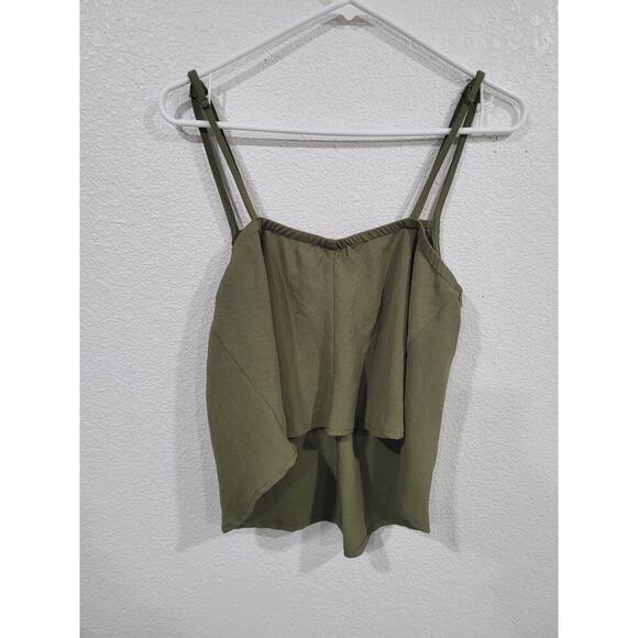 Urban Social Women's Green Satin Tank Top V Neck Blouse size Medium #15 - Picture 2 of 4